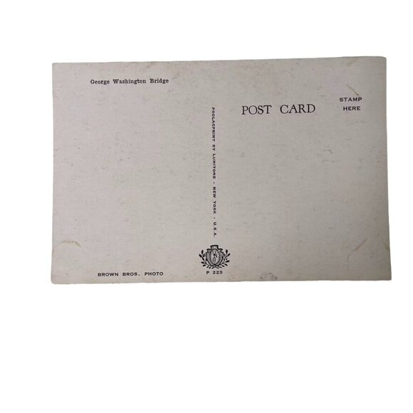 Vintage Postcard George Washington Bridge u Lumitone Prolacprint Brown Bros Phot - Picture 2 of 4